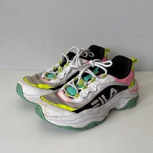Fila Colorful Sneakers White Pink Green Black Women’s Size 7